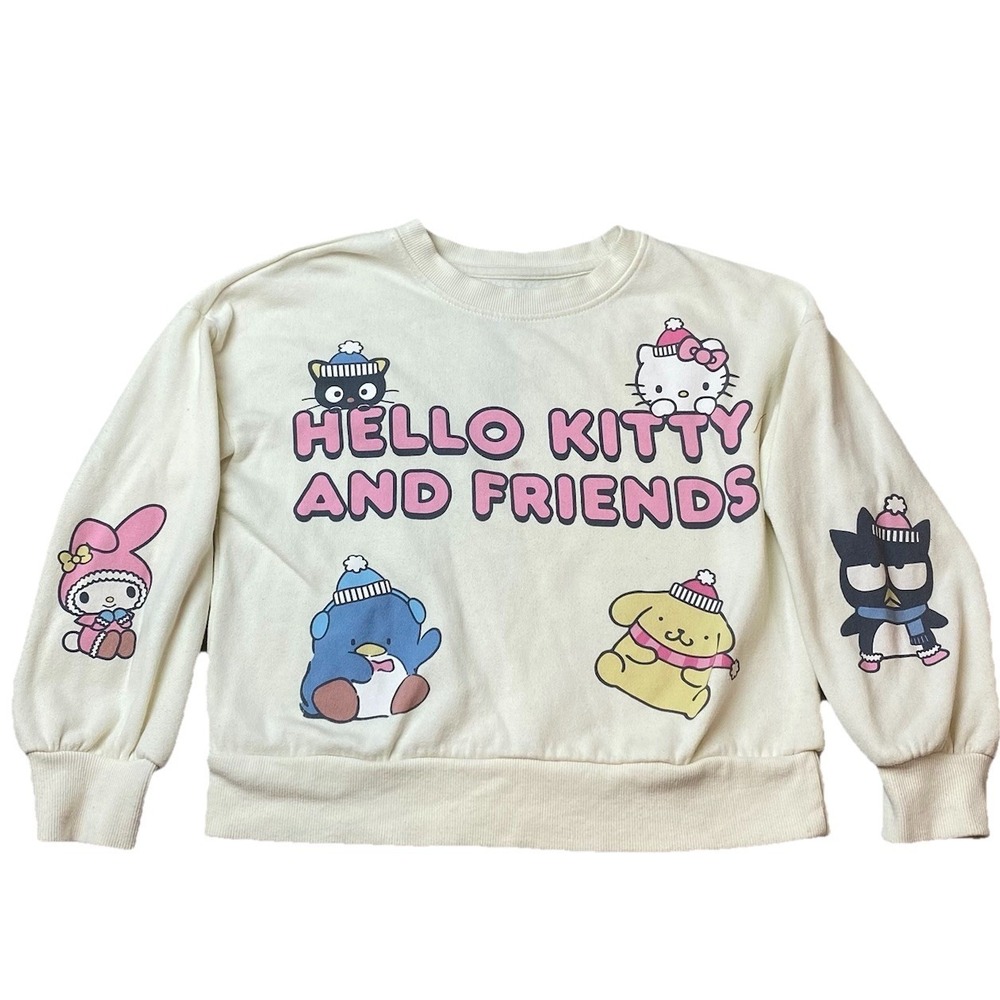 Sanrio Girls Hello Kitty and Friends Cozy Fleece Pullover Sweatshirt Cream S